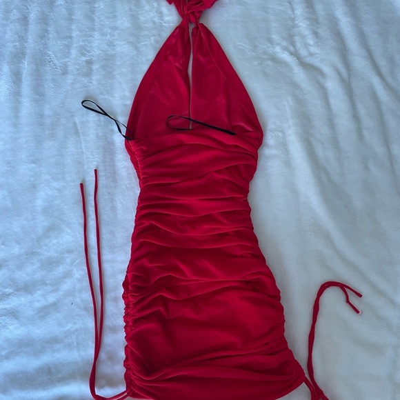 Hello Molly Halter Mesh Vibrant Red Mini Dress - Picture 6 of 11